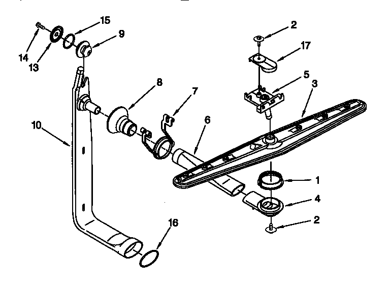 KitchenAid KUDM24SEAL3 upper wash and rinse diagram