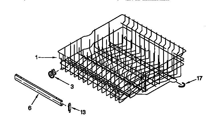 KitchenAid KUDM24SEAL3 upper rack and track diagram