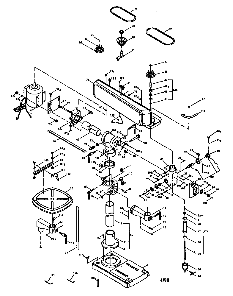 Craftsman 137273390 34" drill press diagram