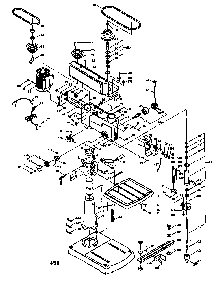 Craftsman 137273380 20" drill press diagram