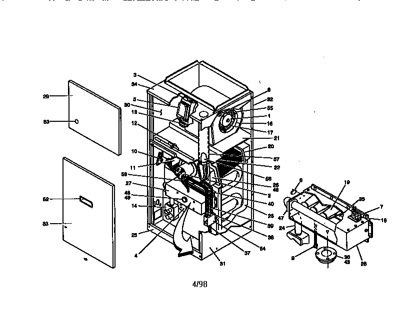 York P2DRB12N07501 down-flow nat.gas furnace (90+) diagram