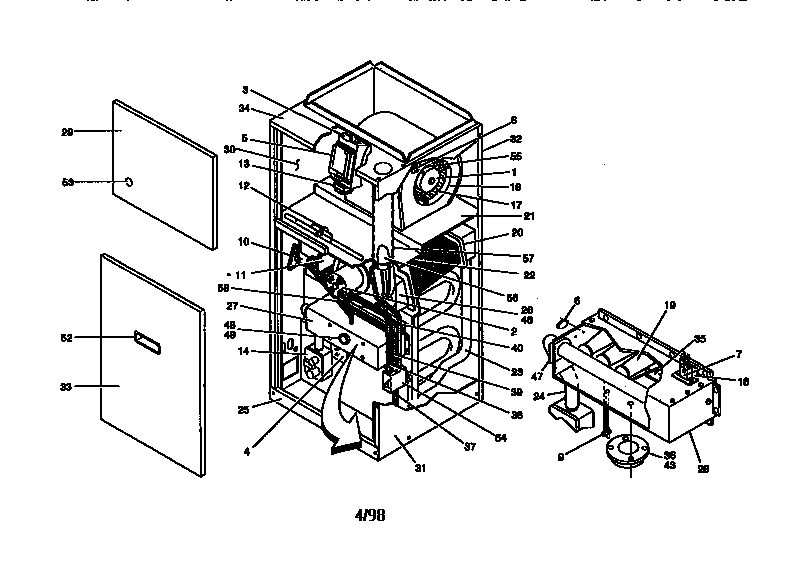 York P2DRC16N07501 down-flow nat.gas furnace (90+) diagram
