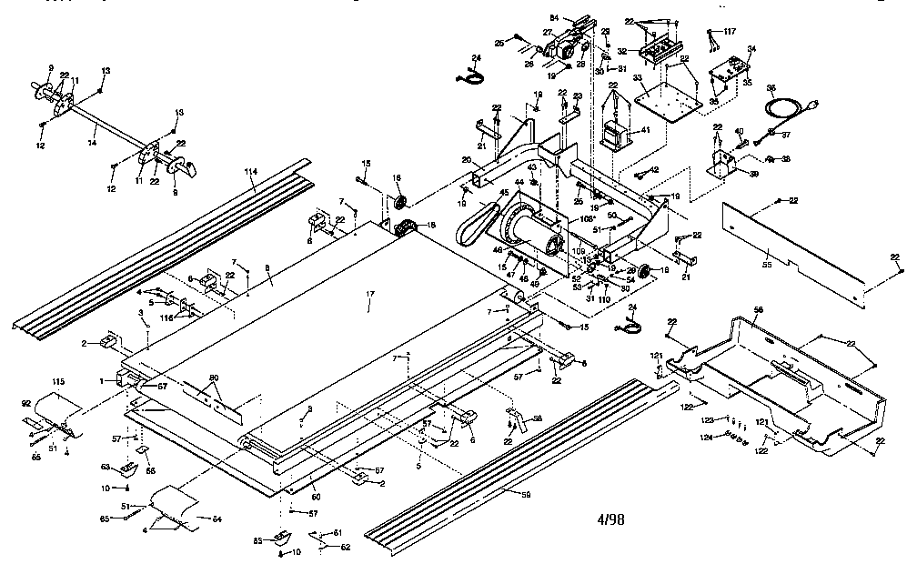 Proform PFTL78574 motor and walking belt assembly diagram