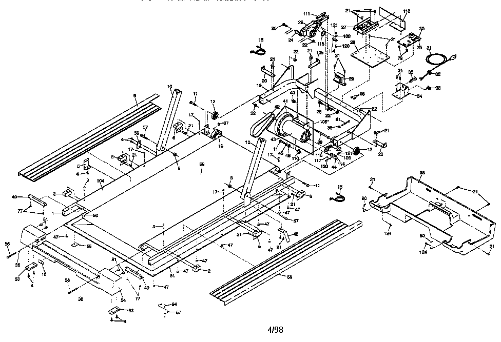Proform PFTL72572 motor and walking belt assembly diagram