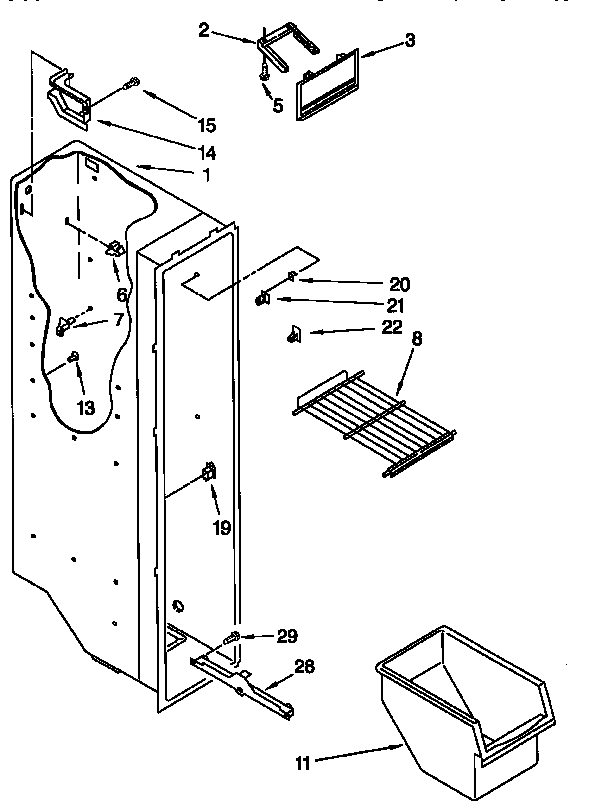 Kenmore 10657262790 freezer liner diagram