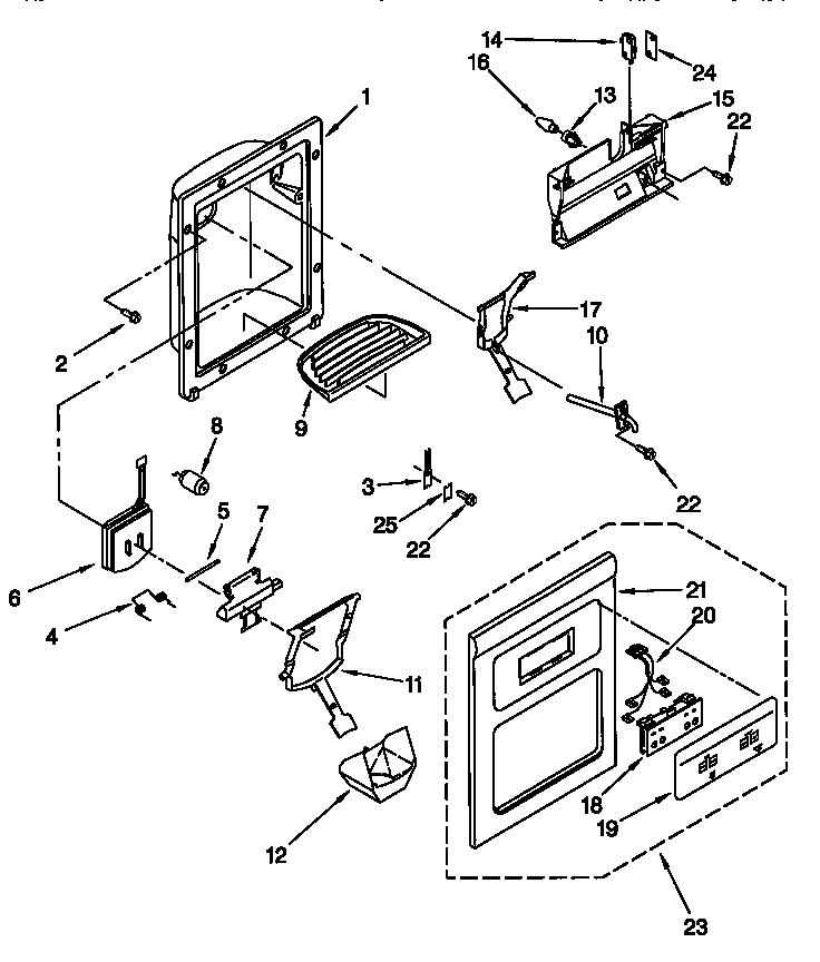 Kenmore 10657262790 dispenser front diagram