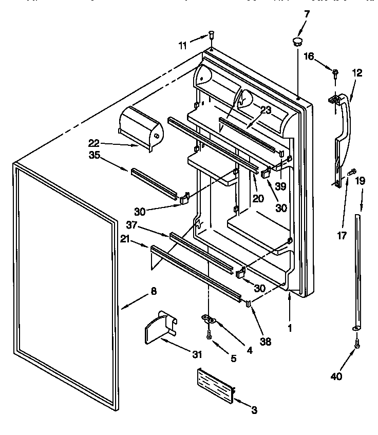 Kenmore 10667062791 refrigerator door diagram