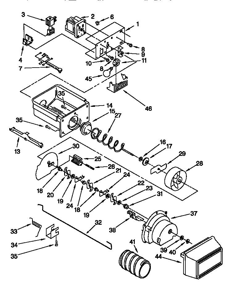 Kenmore 10657282790 motor and ice container diagram