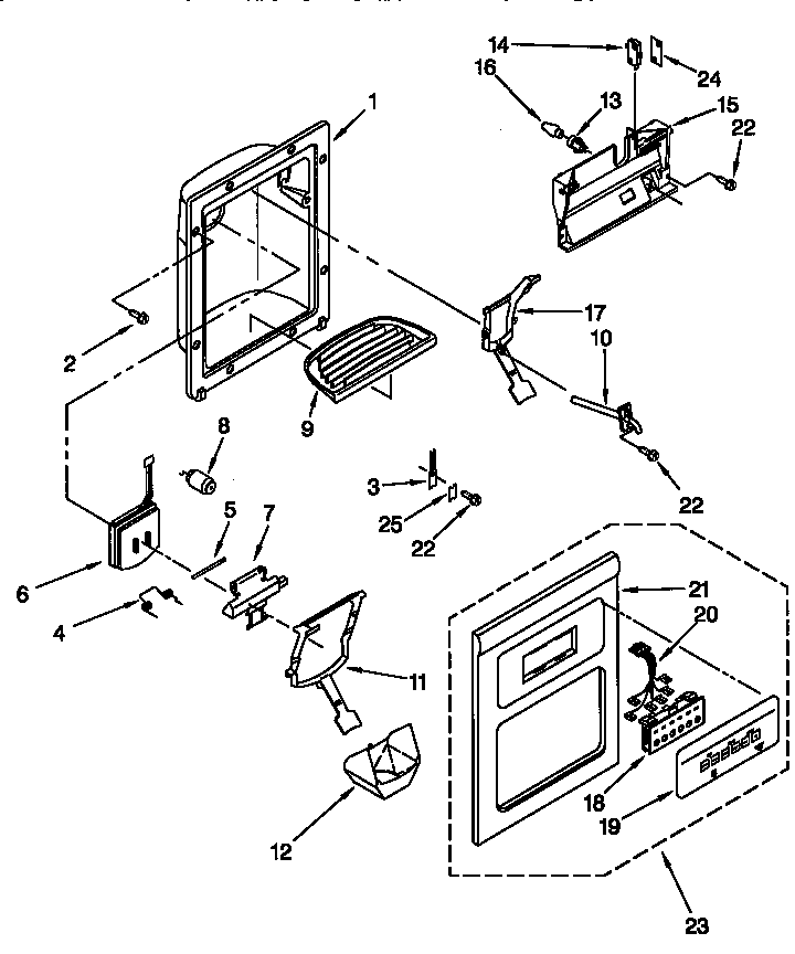 Kenmore 10657282790 dispenser front diagram