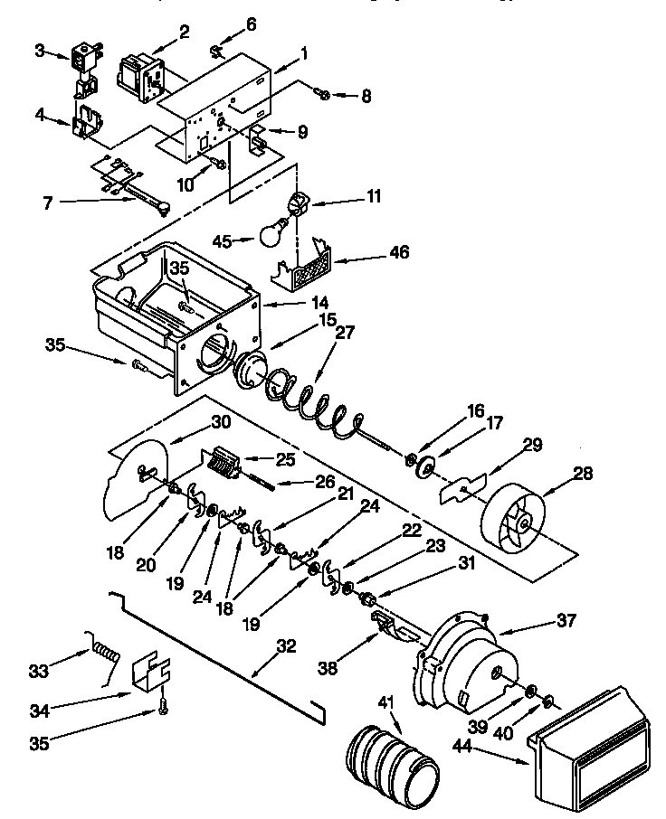 Kenmore 10657765790 motor and ice container diagram