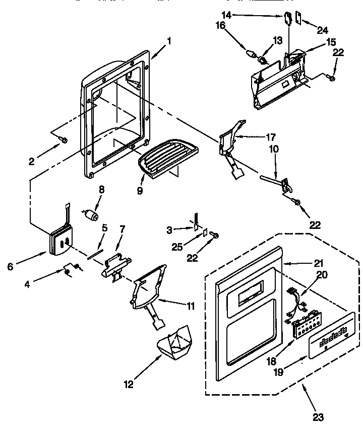 Kenmore 10657765790 dispenser front diagram