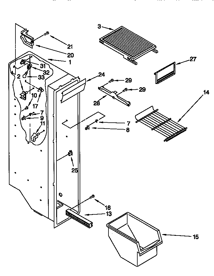 Kenmore 10657752790 freezer liner diagram