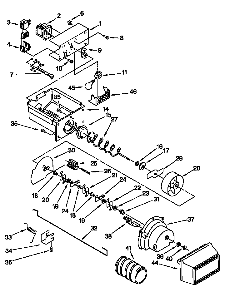 Kenmore 10657752790 motor and ice container diagram