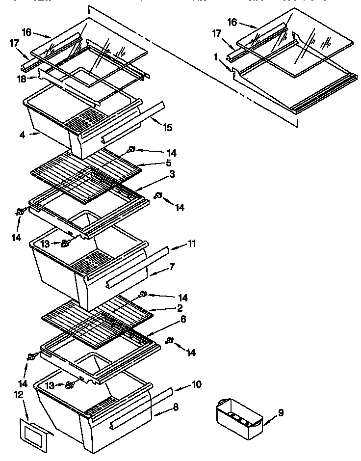 Kenmore 10658247890 refrigerator shelf diagram