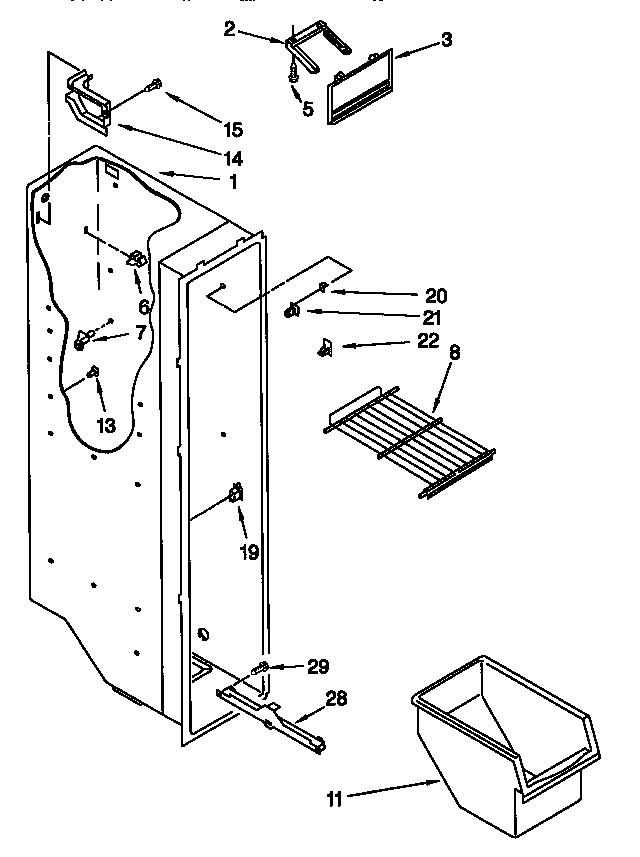 Kenmore 10658247890 freezer liner diagram