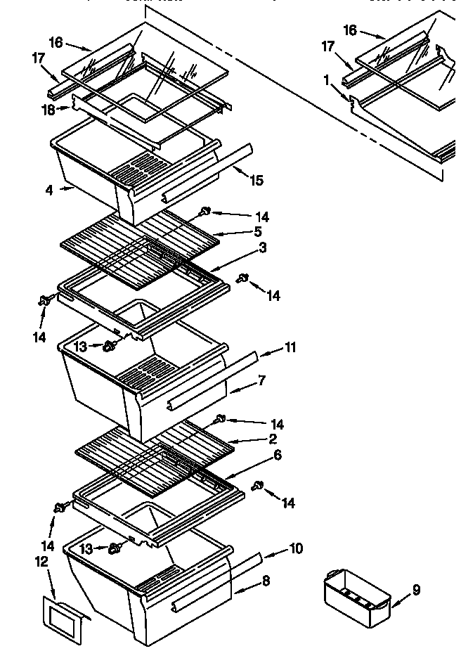 Kenmore 10657232790 refrigerator shelf diagram