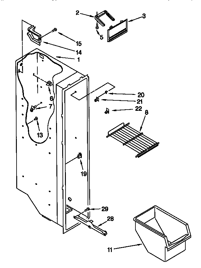 Kenmore 10657232790 freezer liner diagram