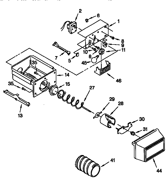 Kenmore 10657232790 motor and ice container diagram