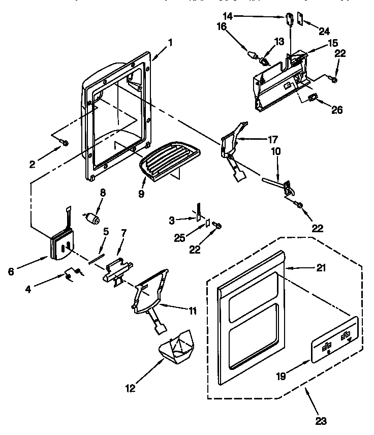 Kenmore 10657232790 dispenser front diagram