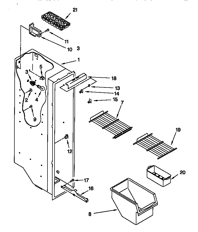 Kenmore 10648062890 freezer liner diagram