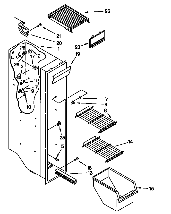 Kenmore 10657532790 freezer liner diagram
