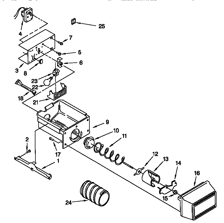 Kenmore 10657532790 motor and ice container diagram