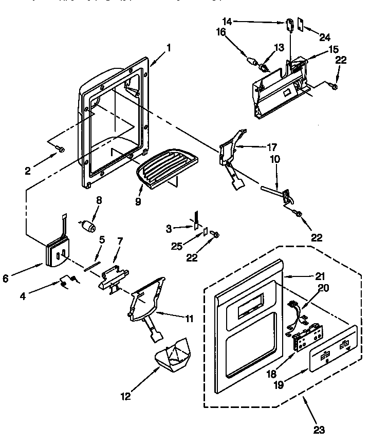 Kenmore 10657575790 dispenser front diagram
