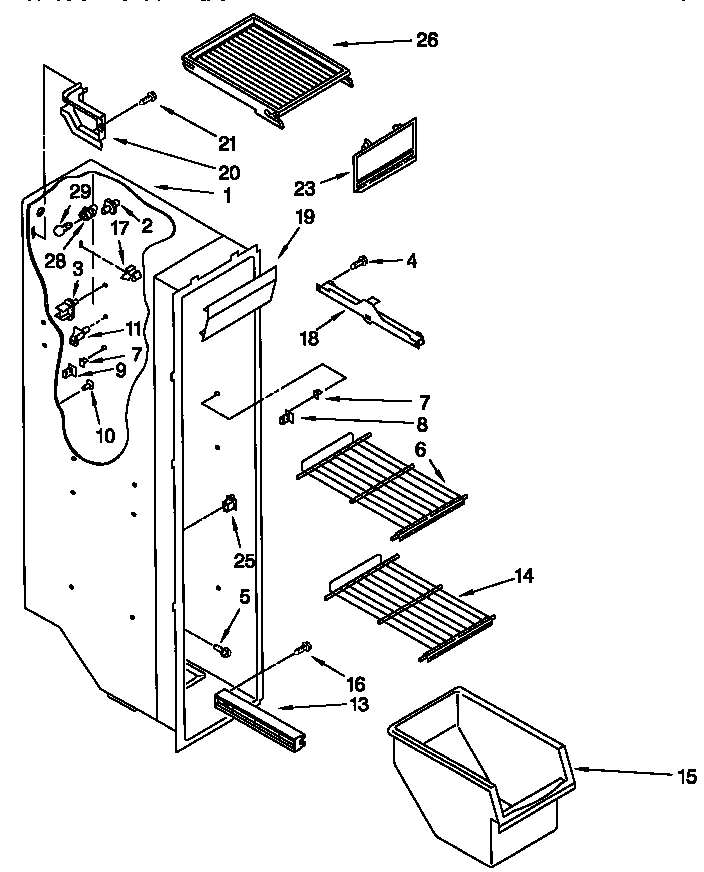Kenmore 10657567790 freezer liner diagram