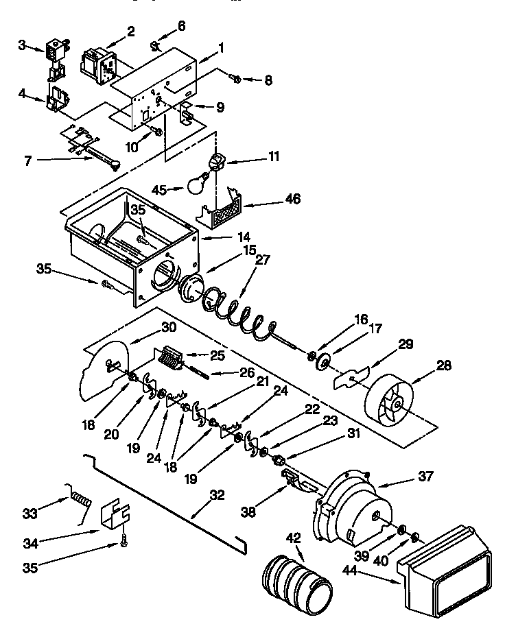 Kenmore 10657567790 motor and ice container diagram