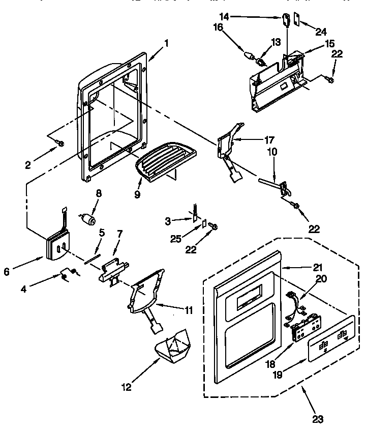 Kenmore 10657567790 dispenser front diagram