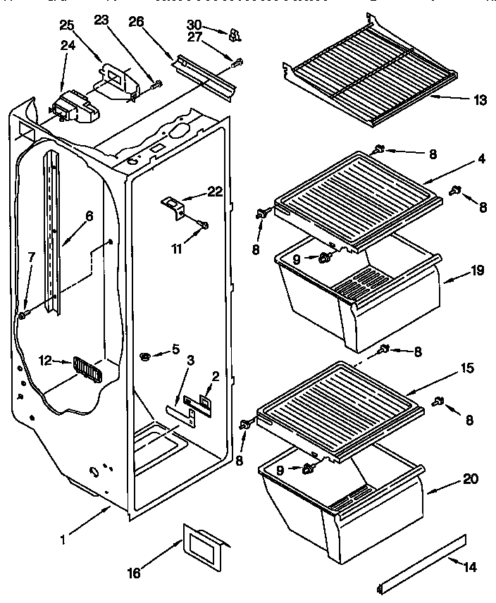 Kenmore 10657028791 refrigerator liner diagram