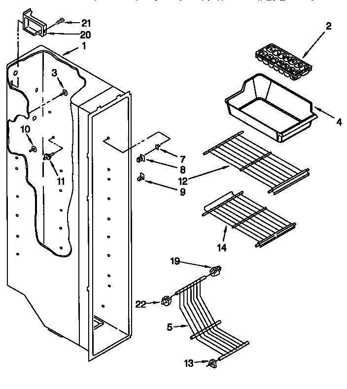 Kenmore 10657028791 freezer liner diagram