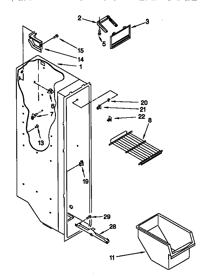 Kenmore 10657071790 freezer liner diagram