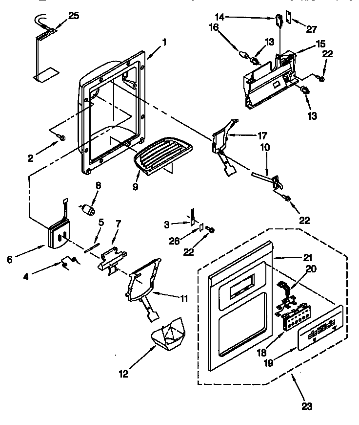 Kenmore 10657071790 dispenser front diagram