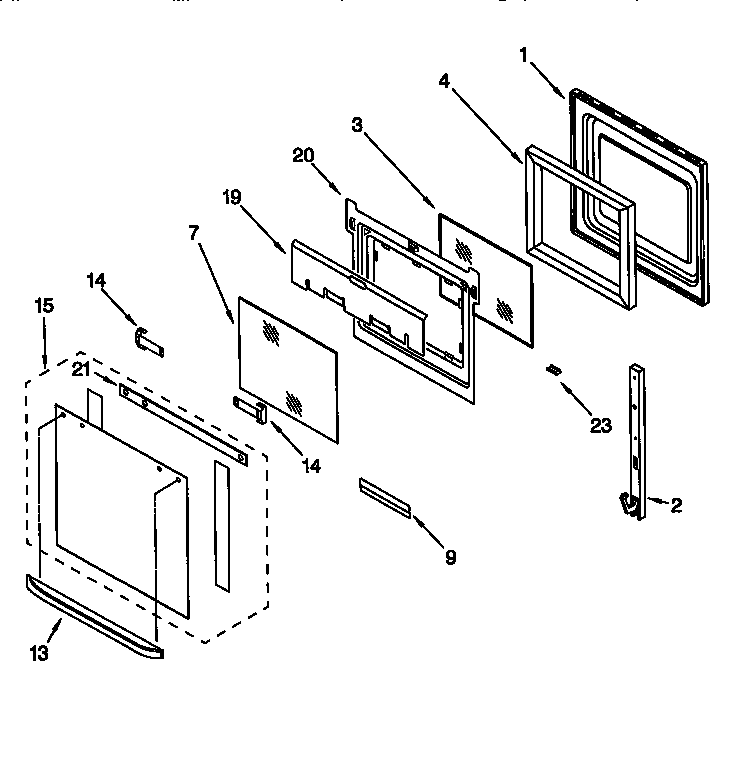 Whirlpool RBS305PDQ6 oven door diagram