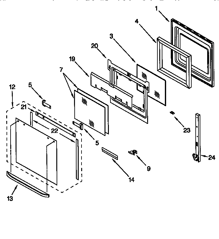 Whirlpool GBS277PDQ0 oven door diagram