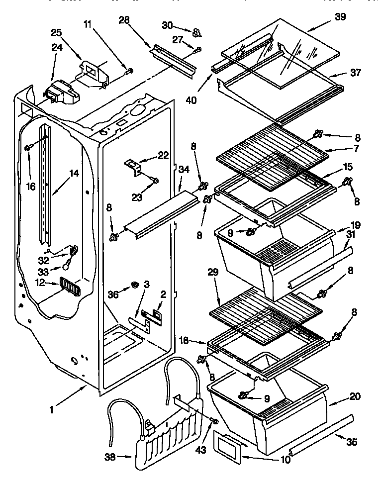 Kenmore 10657532792 refrigerator liner diagram