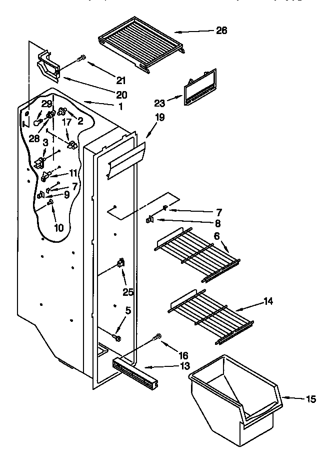 Kenmore 10657532792 freezer liner diagram