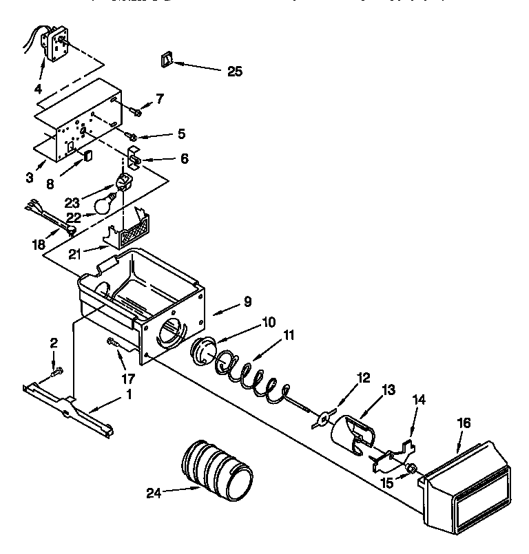 Kenmore 10657532792 motor and ice container diagram
