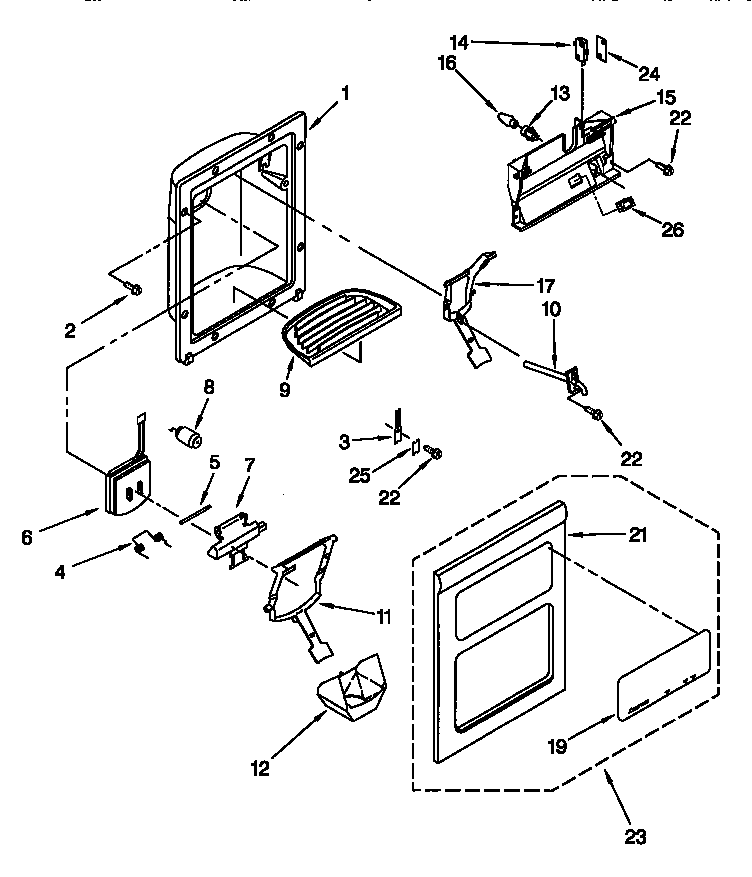 Kenmore 10657532792 dispenser front diagram