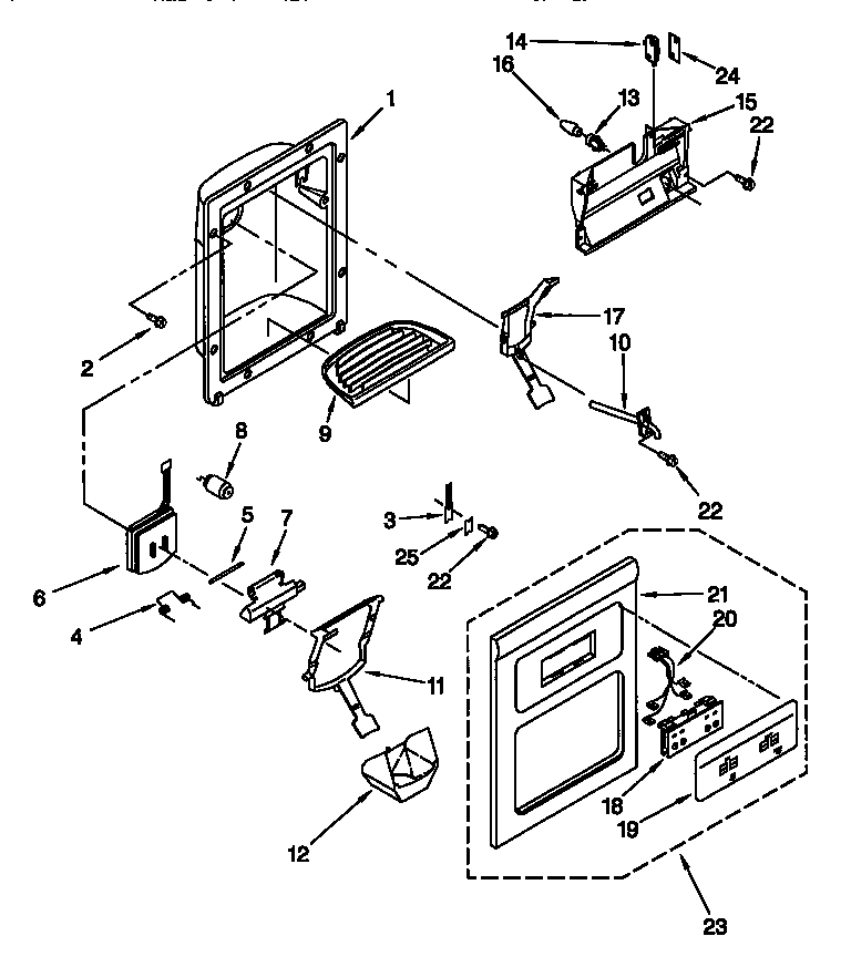 Kenmore 10657757791 dispenser front diagram