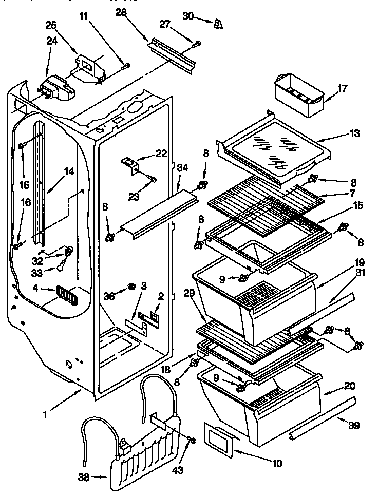 Kenmore 10657562791 refrigerator liner diagram