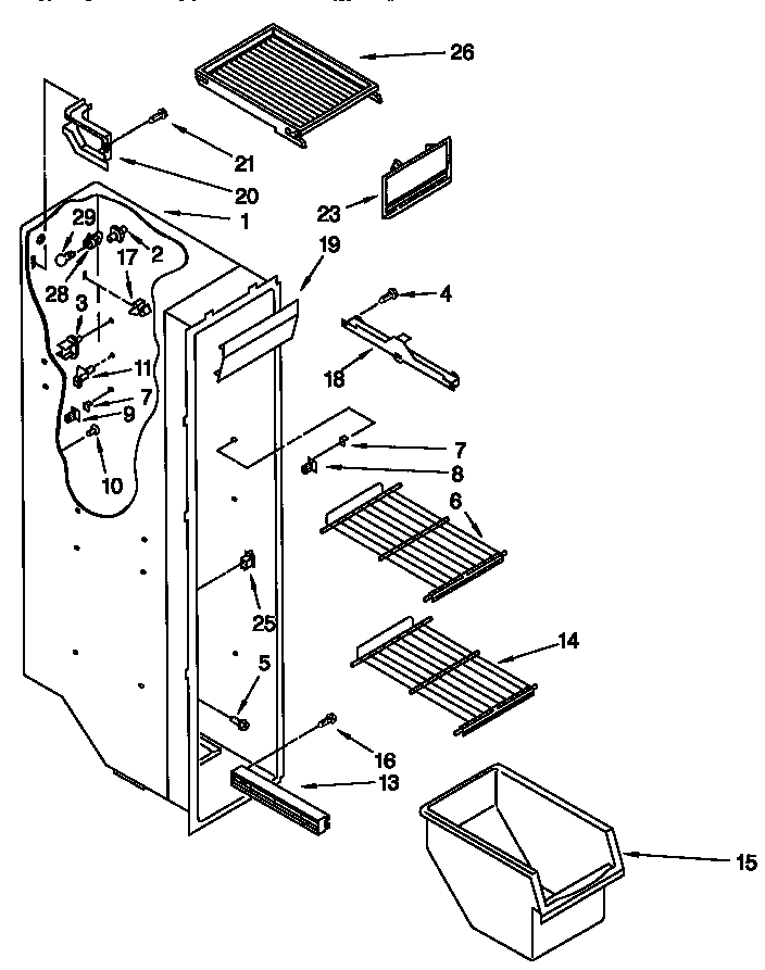 Kenmore 10657562791 freezer liner diagram