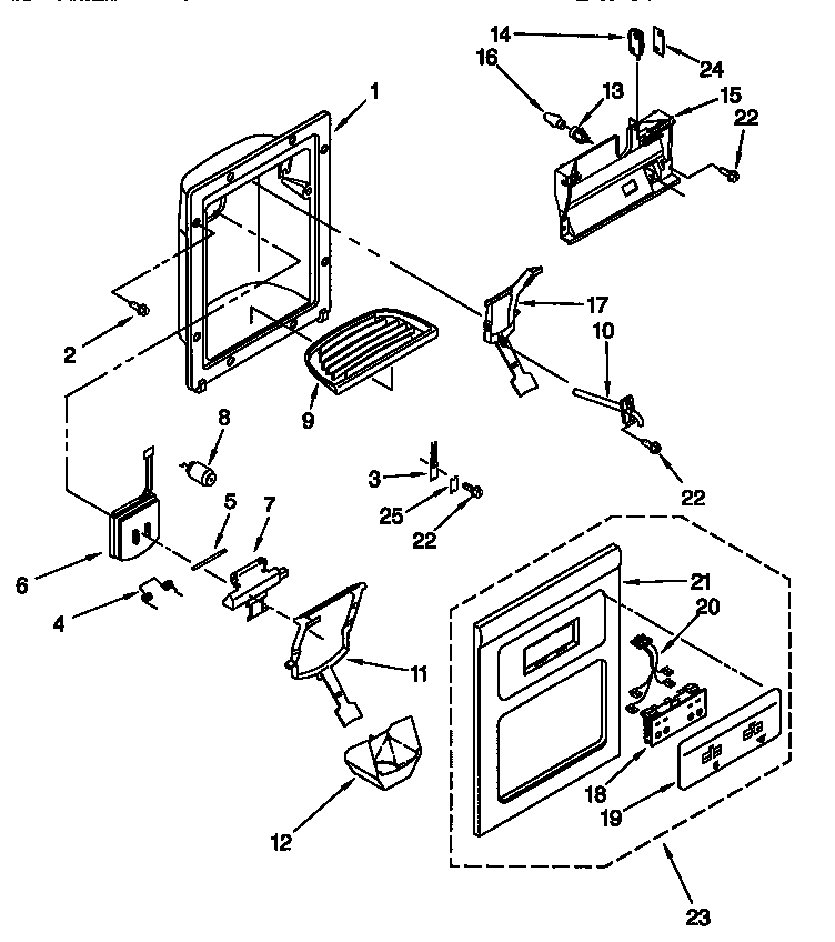 Kenmore 10657562791 dispenser front diagram