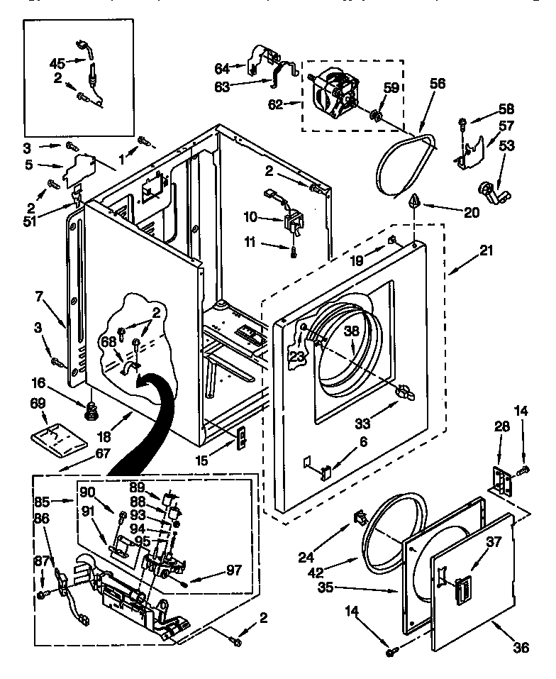 Whirlpool LGR3624EQ1 cabinet diagram