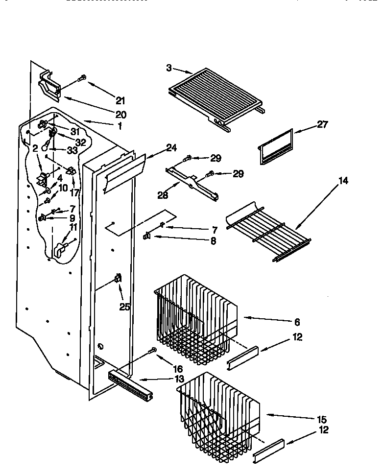 Kenmore 10657762791 freezer liner diagram