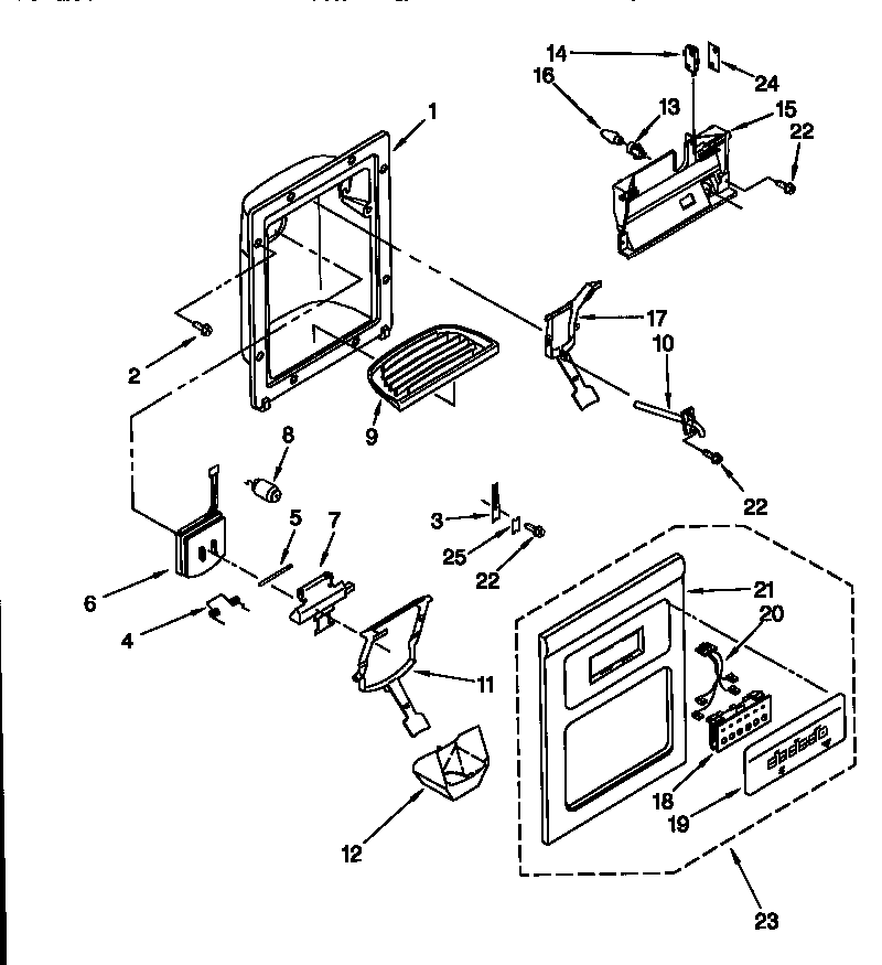 Kenmore 10657762791 dispenser front diagram