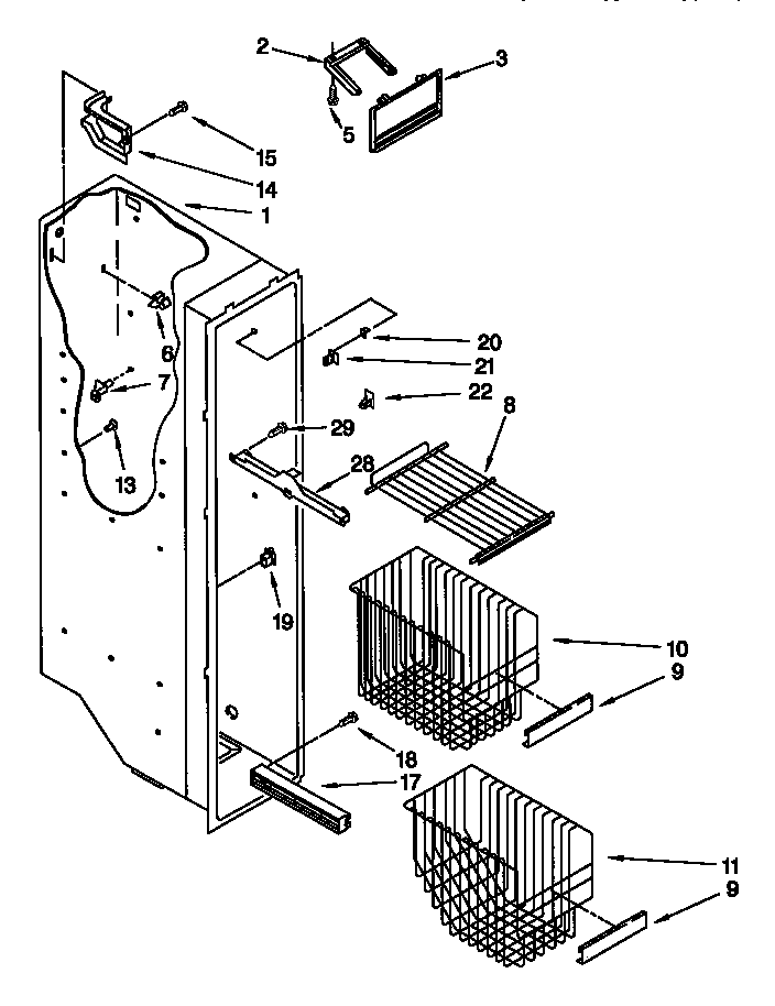 Kenmore 10657285791 freezer liner diagram