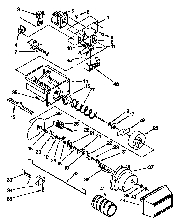 Kenmore 10657285791 motor and ice container diagram