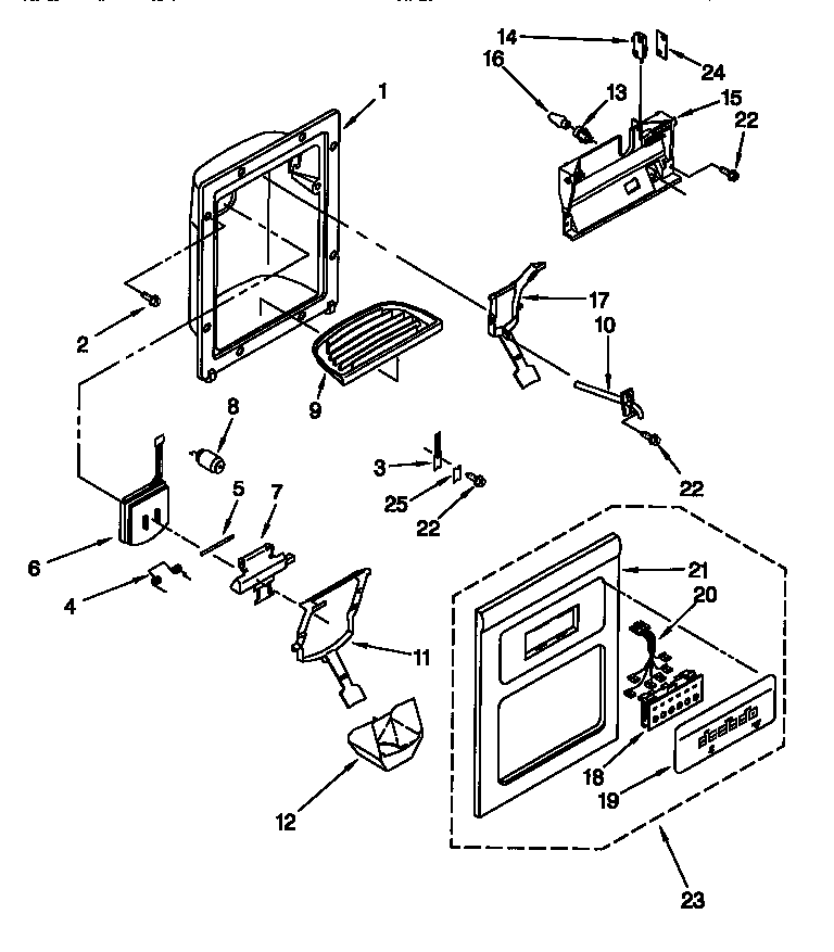 Kenmore 10657285791 dispenser front diagram